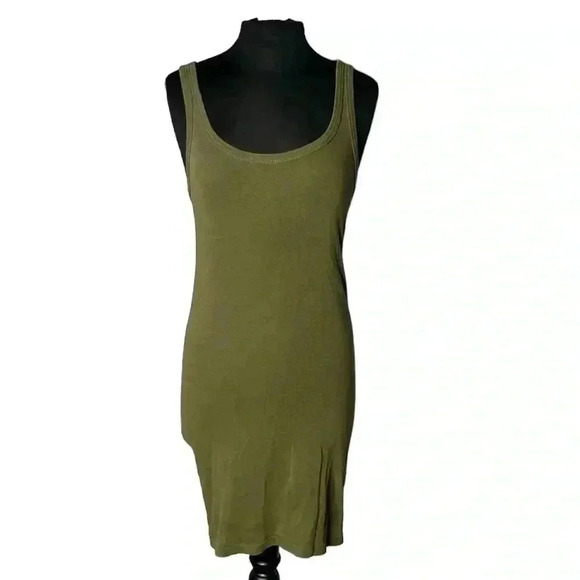 By Malene Birger Olive Green Bodycon Sleeveless Midi Dress Size L - Picture 1 of 5